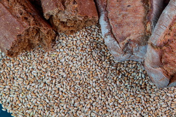 fresh delicious Greek baguette and wheat