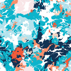 Colorful paint splashes. Seamless pattern with spots and divorces.