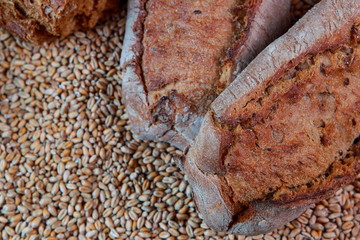 fresh delicious Greek baguette and wheat