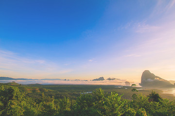Morning light tour with mountains near the sea, Samed Nang Chee viewpoint tropical zone in Phang...
