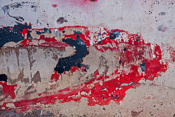 texture metal surface with flaked paint white red black