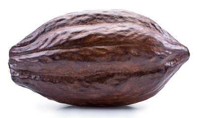 Cocoa pod on a white background. Clipping path.