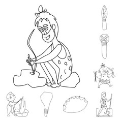 Vector illustration of primitive  and archeology symbol. Collection of primitive  and history  stock symbol for web.
