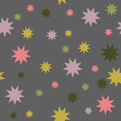Fototapeta na wymiar Seamless vector of multicolored geometric shapes on a dark background
