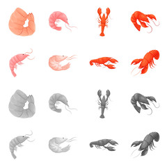 Obraz premium Isolated object of appetizer and ocean symbol. Set of appetizer and delicacy vector icon for stock.