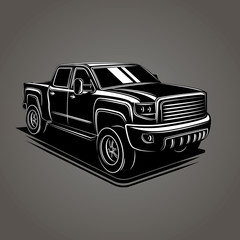 Modern pickup truck vector illustration. SUV 4x4 offroad wehicle - obrazy, fototapety, plakaty