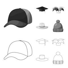 Vector illustration of clothing and cap symbol. Set of clothing and beret stock vector illustration.