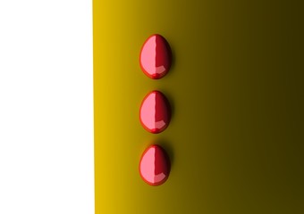 drei Eier auf gelben Hintergrund 