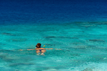 snorkeling in Maldive aerial view panorama landscape