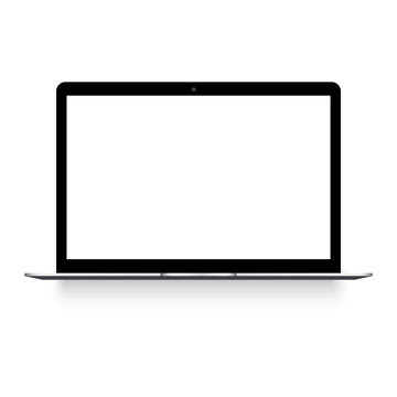 Laptop with white screen mock up. Vector.