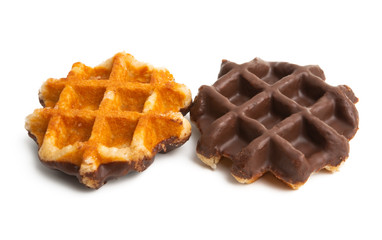 chocolate waffles isolated