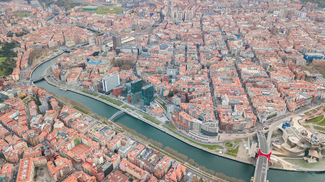 Aerial View Of Bilbao City, Spain