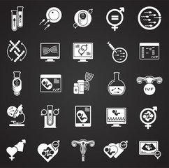IVF icons set on black background for graphic and web design. Simple vector sign. Internet concept symbol for website button or mobile app.