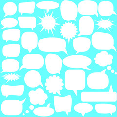 Set of speech bubbles. Blank empty vector white speech bubbles. Cartoon balloon word design.