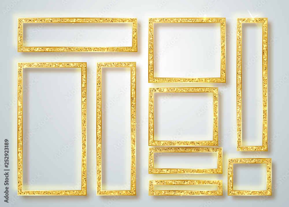 Canvas Prints gold shiny glowing frame set . vector gold banners with a place for inscriptions isolated on transpa