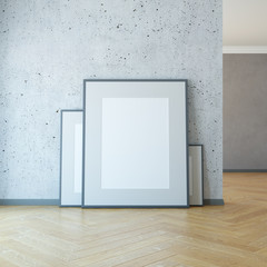 blank picture on the wall, 3d rendering