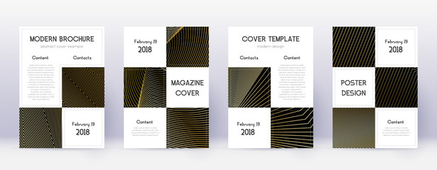 Fototapeta na wymiar Business brochure design template set. Gold abstra