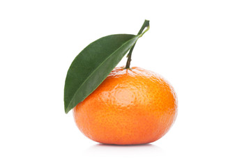 Fresh organic mandarin tangerine fruit with leaves