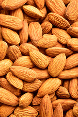 Top view of almonds, almond texture background, dry fruits, wallpaper