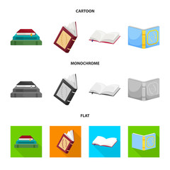 Isolated object of training and cover icon. Set of training and bookstore  vector icon for stock.