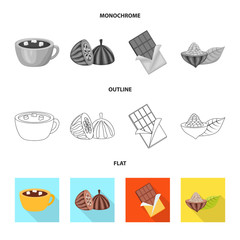 Isolated object of food and yummy icon. Set of food and brown   stock vector illustration.