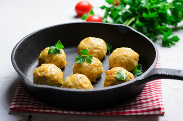 Meatballs on a Skillet, Tasty Homemade Food