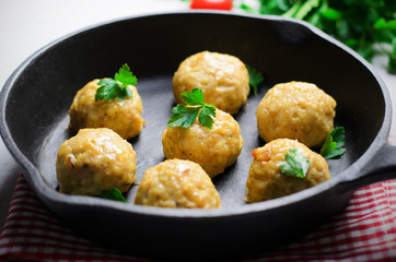 Meatballs on a Skillet, Tasty Homemade Food