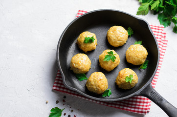 Meatballs on a Skillet, Tasty Homemade Food