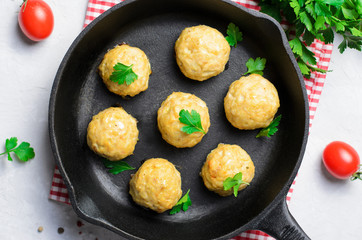 Meatballs on a Skillet, Tasty Homemade Food