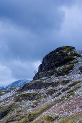 A snowy mountain scene in the Lake District in England