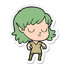 sticker of a cartoon elf girl