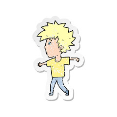 retro distressed sticker of a cartoon boy