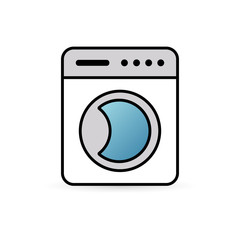 Vector illustration of a washing machine. Icon in flat style. - Vector