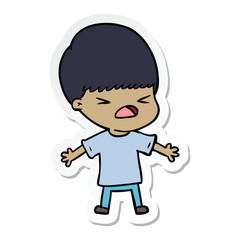 sticker of a cartoon stressed man