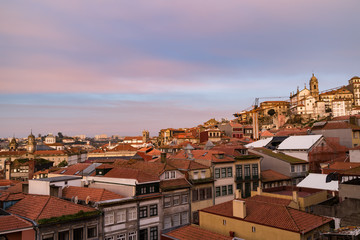 Fototapeta na wymiar Panoramic view of Old Porto at sunrise, Porto, Portugal