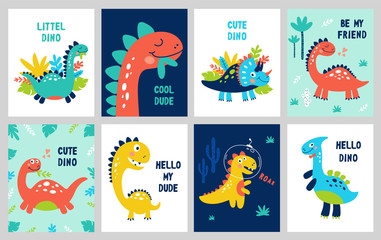 Estores personalizados con tu foto Set baby print with Dino. Can be used for poster, card, banner, flyer. Hand drawn vector
