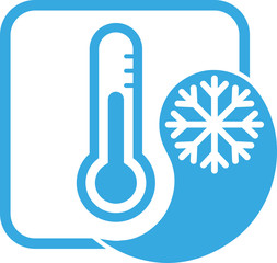 Tropfen mit Schneeflocke, Thermometer, Temperatur, Button