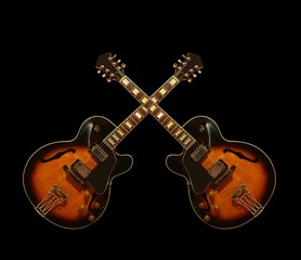 Fototapeta na wymiar Jazz hollow body vintage electric guitars