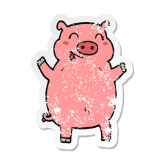 Obraz na płótnie Canvas distressed sticker of a cartoon pig