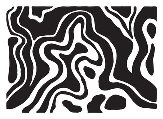 Black and white abstract cover design with abstract curved lines, abstract zebra pattern, vector illustration
