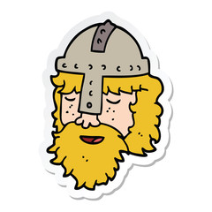 sticker of a cartoon viking face