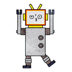 retro grunge texture cartoon robot