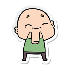 sticker of a cartoon happy bald man
