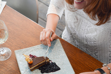 sweet, eat, beautiful, cake, happy, beauty, young, girl, coffee, background, cafe, people, face, breakfast, dessert, chocolate, strawberry, retro, sexy, adult, fashion, cream, woman, fresh, food, whit