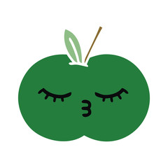 flat color retro cartoon juicy apple