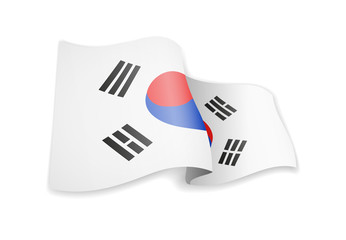 South Korea flag in the wind. Flag on white background vector illustration