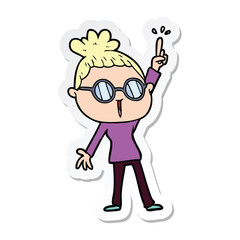 sticker of a cartoon woman wearing spectacles