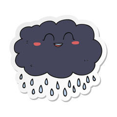 sticker of a cartoon raincloud