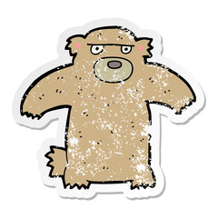 distressed sticker of a cartoon bear