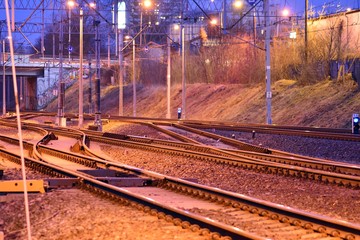 Confusing railway tracks at night